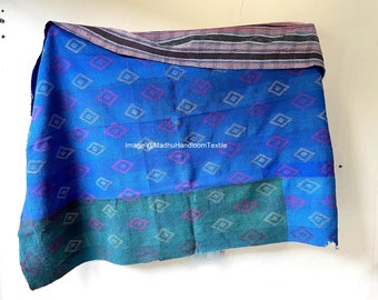 Vintage Kantha Quilt Hand stitched Quilt Indian Ralli Quilt Reversible Kantha Throw Boho Cotton Quilt Handmade Antique Kantha Bedspread