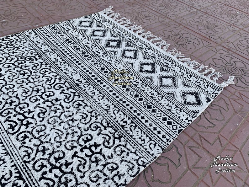 3x5Ft Cotton Rug Handmade Rug Indian Rug Handwoven Rug Area Rug Floor Carpet Rug Runner Rug Large Rug Vintage Rug Office Rug