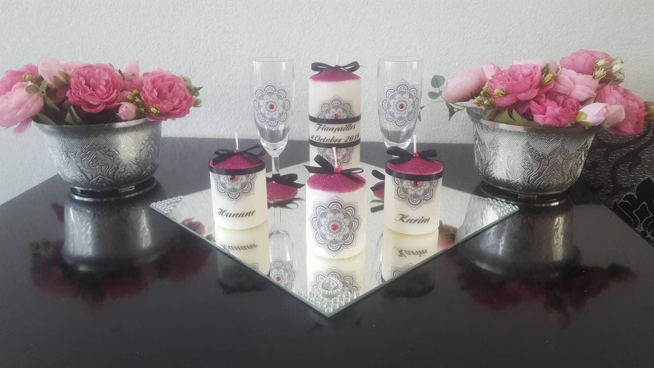 Magnifique Plateau de Bougie Personnalisé Pour Mariage ...