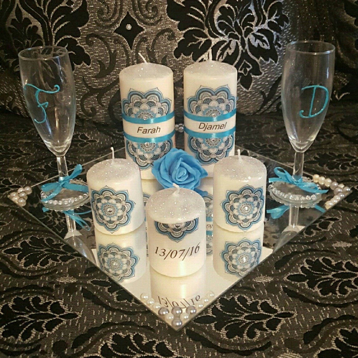 Magnifique Plateau de Bougie Personnalisé Pour Mariage ...