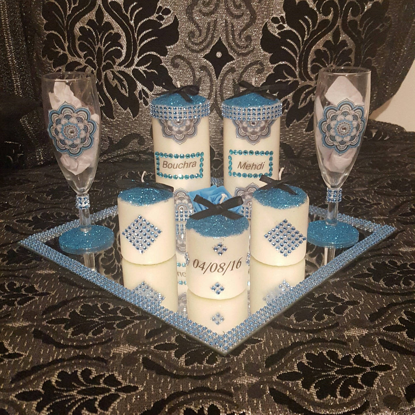 Magnifique Plateau de Bougie Personnalisé Pour Mariage ...