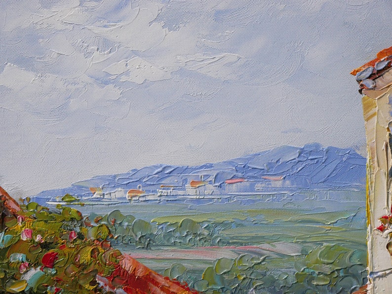 Italian Tuscan Art Mediterranean Painting Village Style Oil on Canvas Wall Art Beautiful Decor