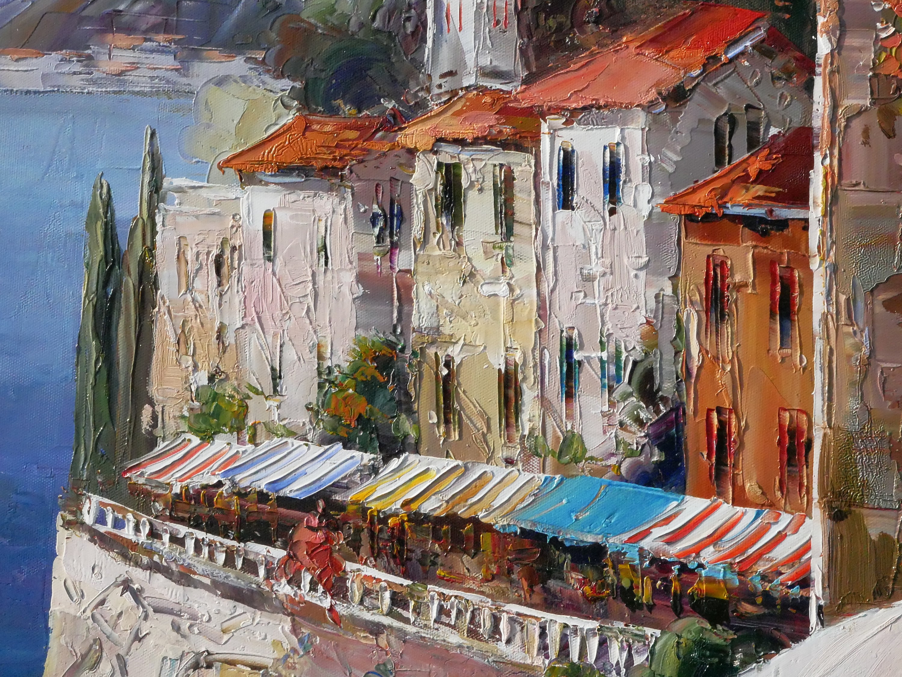 Italian Art Mediterranean Painting Handmade Oil on Canvas Wall Art