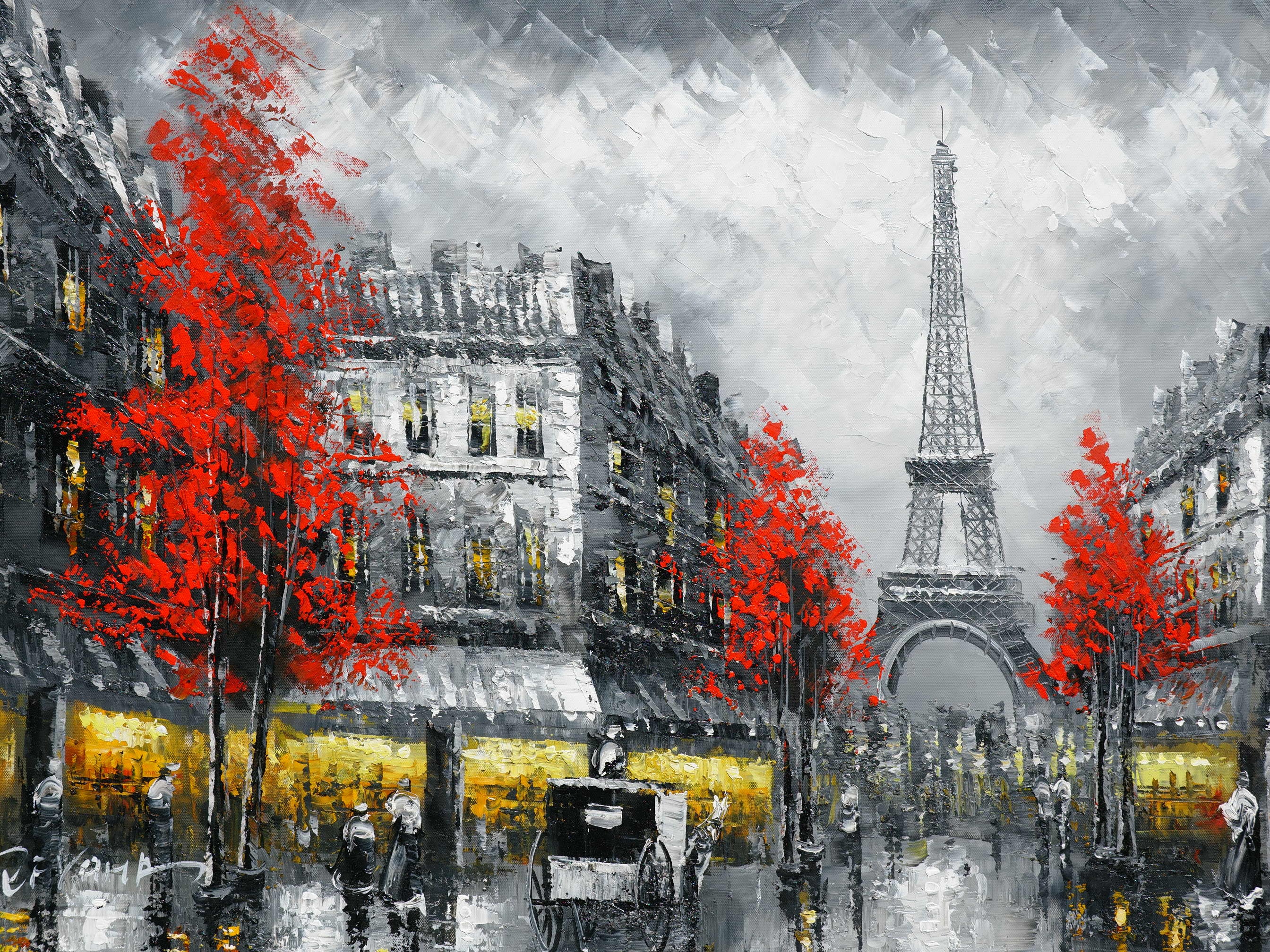 Paris Art Eiffel Tower Painting Handmade Oil on Canvas Wall Art