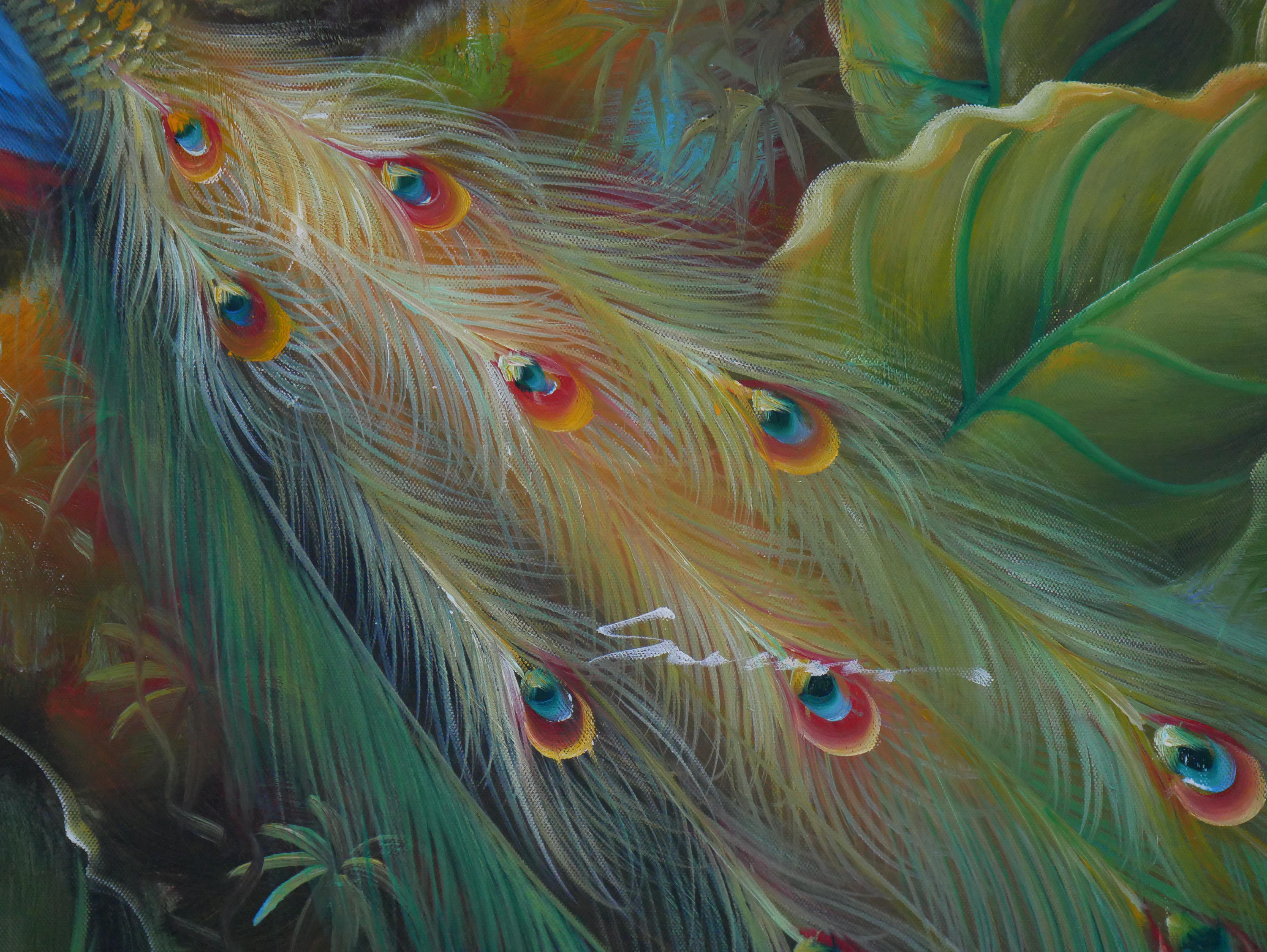 Peacock Art Bird Painting Oil On Canvas Wall Art Beautiful Decor