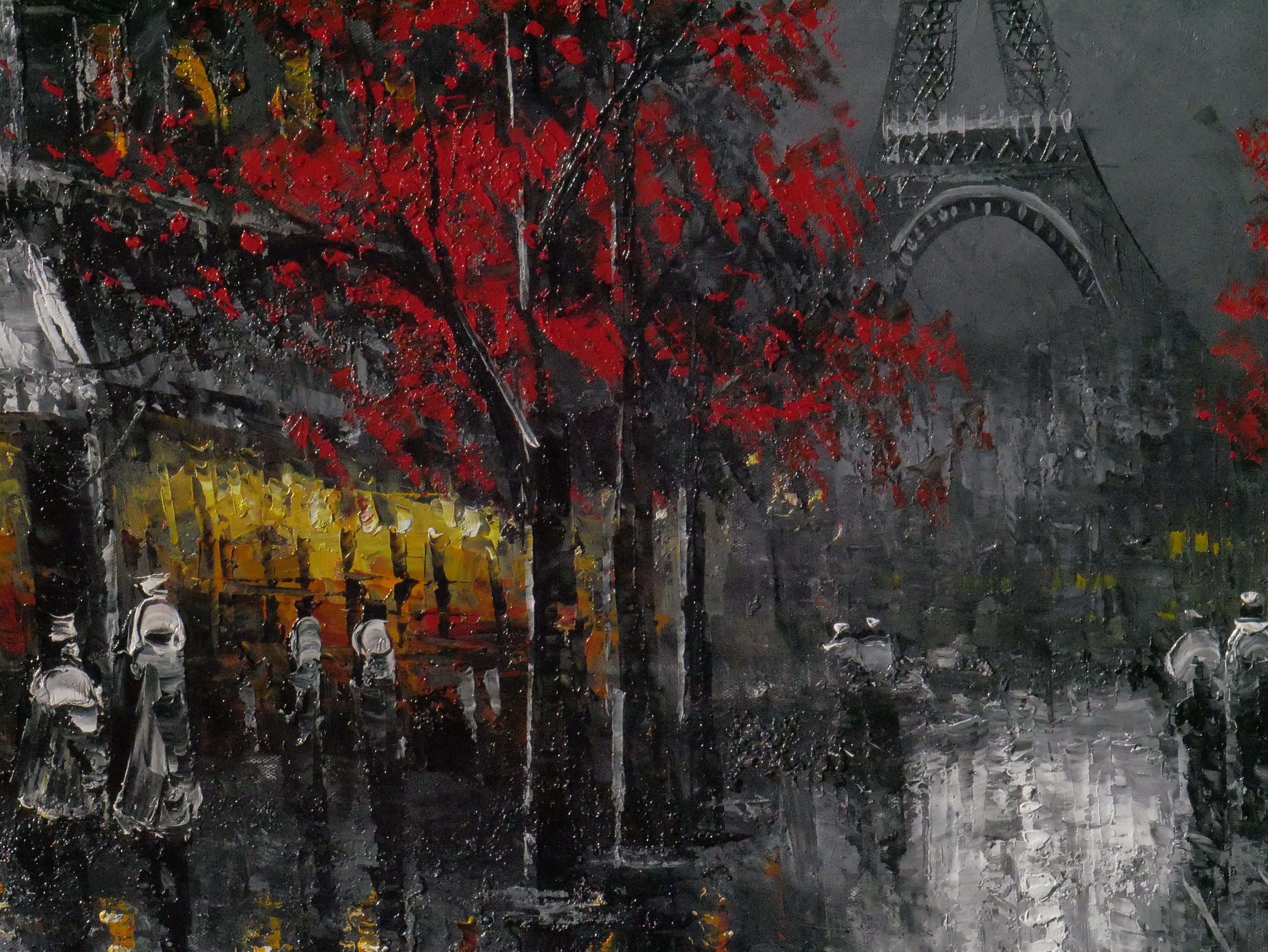 Black and White Paris Art Eiffel Tower Painting Oil on Canvas Wall Art