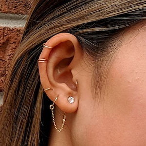 Small hoop earrings Rose gold hoops earrings Forward helix earring Tragus piercing Helix hoop Conch earring Cartilage earrings Septum ring 6