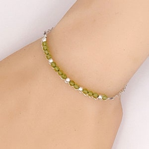 Benutzerdefiniertes Morse-Code-Armband mit August Geburtsstein, echtes Peridot Armband