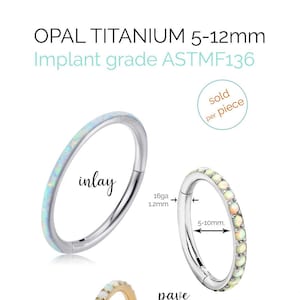 Opal huggie earrings Titanium earrings 16ga Small hoop earrings Cartilage earring Tiny forward helix earring Conch hoop Daith piercing