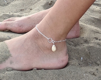 Cowrie shell anklet Sterling silver ankle bracelet Infinity birthstone gemstone anklet 40th-50th birthday gifts Women's personalized anklet