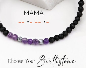 Mama Bracelet, Mothers Day Gift from Son, Custom Morse Code Bracelet-with-birthstone, Personalized-Mom-Bracelet
