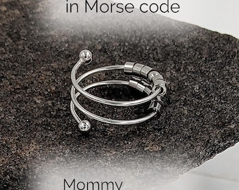 Custom-Morse-Code-Ring, Personalized Fidget-Ring with name, initial, word | To-my-daughter on her first Mothers day gift