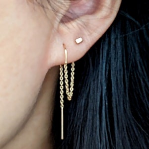 2-in-1 Double Piercing Earrings Sterling Silver Threader