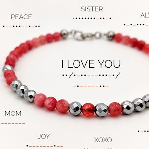 Real ruby bracelet Custom Morse code bracelet July birthstone bracelet 40th-50th-60th birthday gifts Women gemstone hidden sessage bracelet