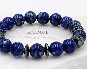 Men Custom Morse code bracelet, SOULMATE, 1 year anniversary gift for boyfriend, long-distance-relationship gift