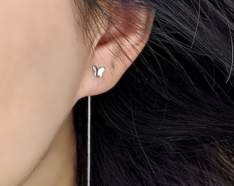 Tiny Sterling Silver Butterfly Earrings Gold Ear Jacket