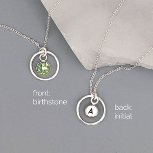 Collar con piedra natal de agosto y peridoto Swarovski inicial Collar con círculo de plata Regalo personalizado para cumpleaños 16 a 50 para mujer Sobrina Tía