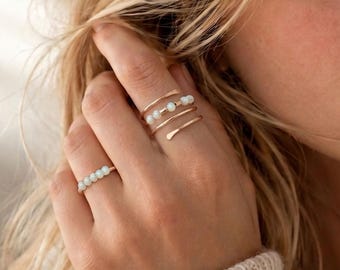 Fire Opal Morse-code Ring, Gold or Silver Fidget-Ring, Custom Name Ring, Initial-Ring | Adjustable