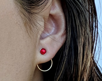 Circle Ear Jackets Earrings with Birthstone Studs | Small hoop earrings, Surgical steel, Gold Filled