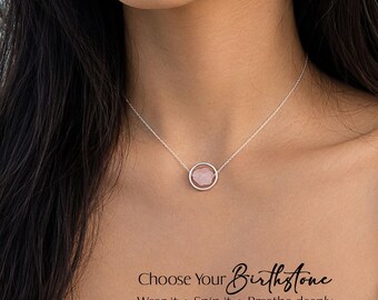 Birthstone Fidget necklace, Raw Rose Quartz necklace, Gold or Silver Fidget-Jewelry for Anxiety-Relief