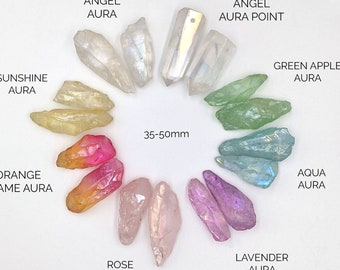 Rainbow aura quartz points necklace Angel aura quartz necklace Aqua aura necklace Chakra aura quartz pendant Chunky raw crystal healing gift