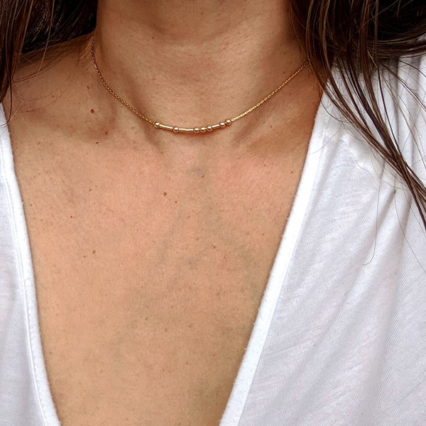 Morse code necklace Custom rose gold layering name choker necklace Sterling silver Morse code jewelry SISTER GIFT secret hidden message