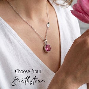 Personalized birthstone necklace with-initial, Custom Initial necklace with CZ-birthstone, non-tarnish stainless steel