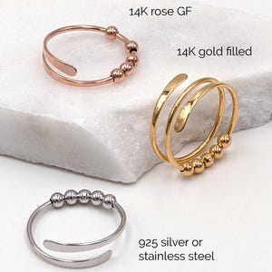 Fidget ring Spinner ring Sterling silver thumb ring Dainty midi ring Above knuckle ring Stacking ring Adjustable rose gold ring Minimalist