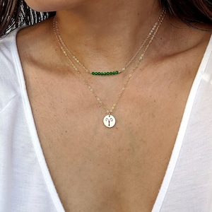 Emerald necklace Silver May birthstone necklace Gold layering necklace Tiny gemstone choker Mothers Day gifts from daughter Graduation gift