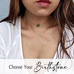 Gemstone Fidget necklace, Gold or Silver Raw emerald necklace for anxiety-relief, Zodiac birthstone-necklace