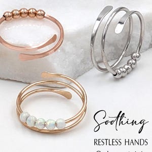 Adjustable Fidget Ring: Sterling Silver, Rose or Yellow Gold Filled Spiral Ring