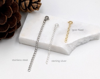 Chain Extender - Gold, Rose, Stainless Steel, Sterling Silver Extender Chains for Necklace, Bracelet | Adjustable