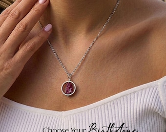 Birthstone Fidget necklace, Raw Ruby necklace, Gold or Silver Fidget-Jewelry for Anxiety-Relief