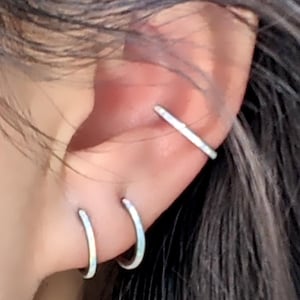 Opal huggie earrings Titanium earrings 16ga Small hoop earrings Cartilage earring Tiny forward helix earring Conch hoop Daith piercing