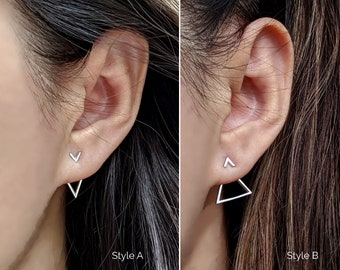 Gold Ethically Made Studs Minimalist Ear Jacket Gold Double Sided Earring ARMETS Gold Modern Ear Jacket Geometric Silver Ear Jacket