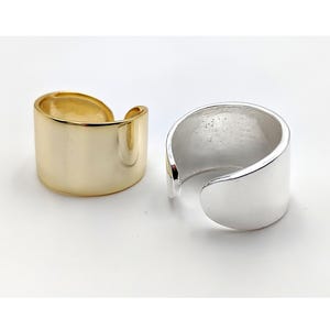 Wide band ring Stacking ring set/single Silver cuff ring Dainty midi rings Women open ring Gold thumb ring Adjustable tube ring Knuckle ring