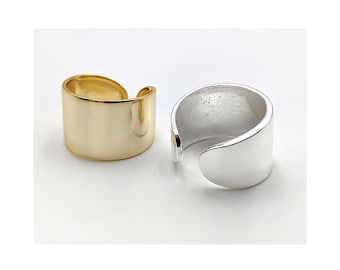 Adjustable Sterling Silver Cuff Ring: Wide Band Thumb Ring