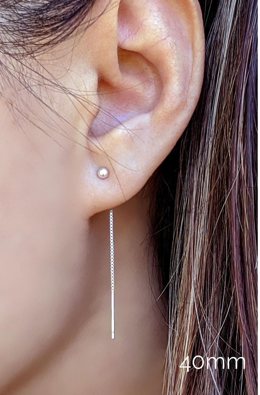 Buy 8 way Single Stud Earring Ear Jacket Threader Earrings Long short Chain Earrings Double Piercing Earrings Silver surgical Steel Ear Thread Online in India Etsy