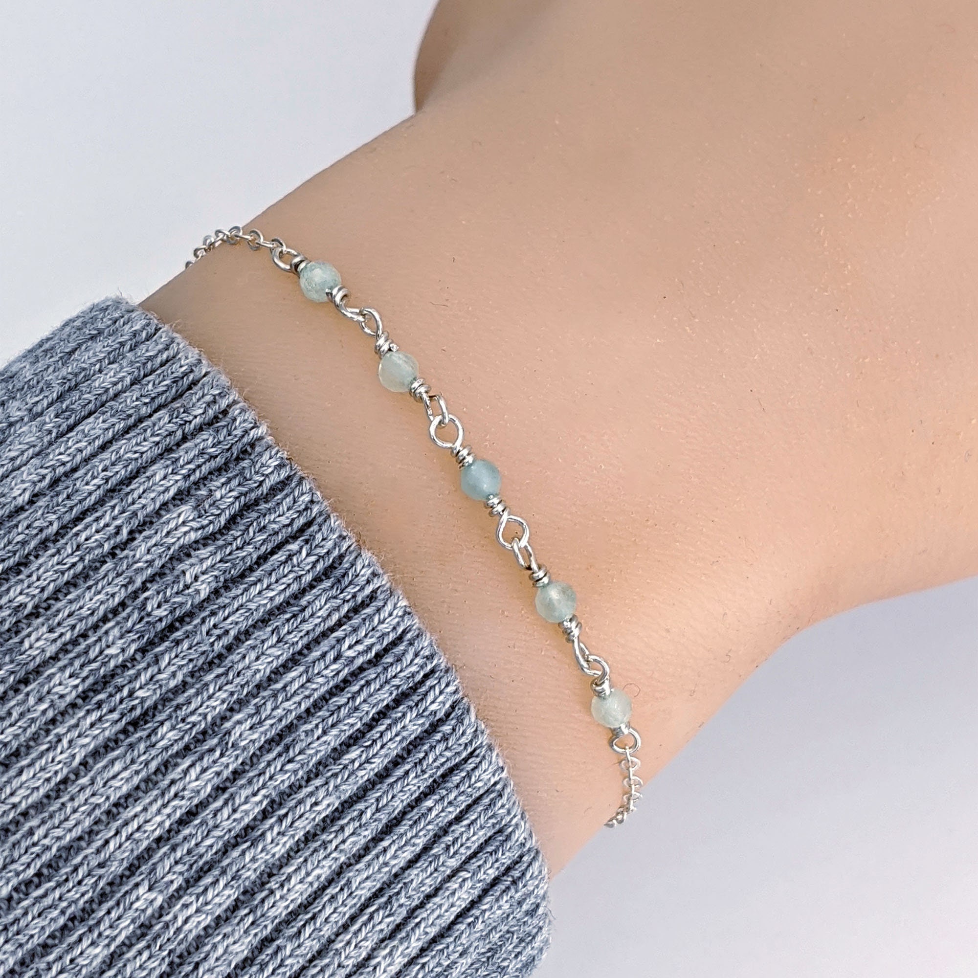 Aquamarine bracelet/Ankle bracelet March birthstone bracelet | Etsy