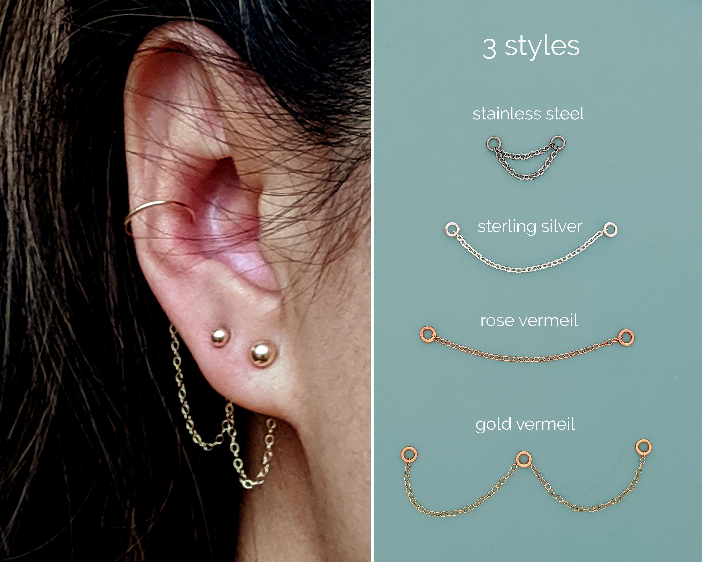 Brass Knuckles and HandCuff Link Cartilage Chain Dangle Cuff Helix Earring Brass Knuckles and HandCuff Link Cartilage Chain Dangle Cuff Helix Earring