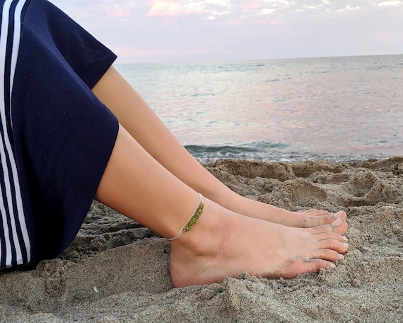 Ankle Bracelet Raw Peridot Bracelet August Birthstone Bracelet