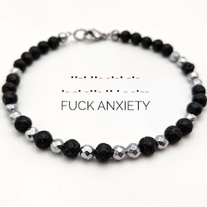 Custom Morse code bracelet with Lava Rock Stone, Anxiety Relief, Aromatherapy Essential Oil Diffuser