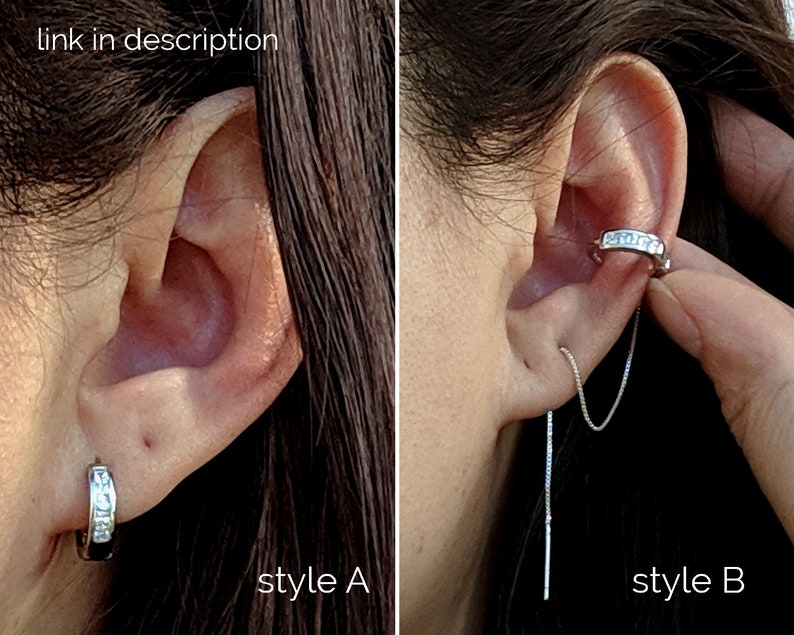 Small Eye Hoops Sterling Silver Earrings plated in Rhodium main image 1
