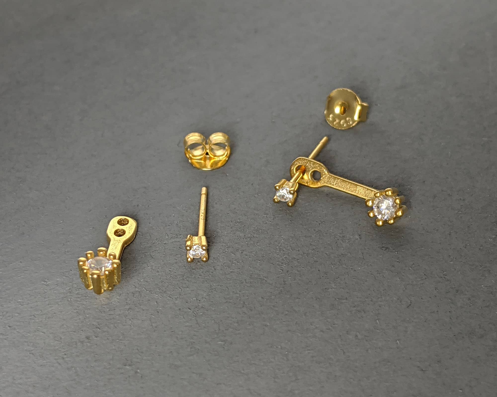 Ear Jackets Earrings 2mm+3mm CZ Diamond Front Back Earrings
