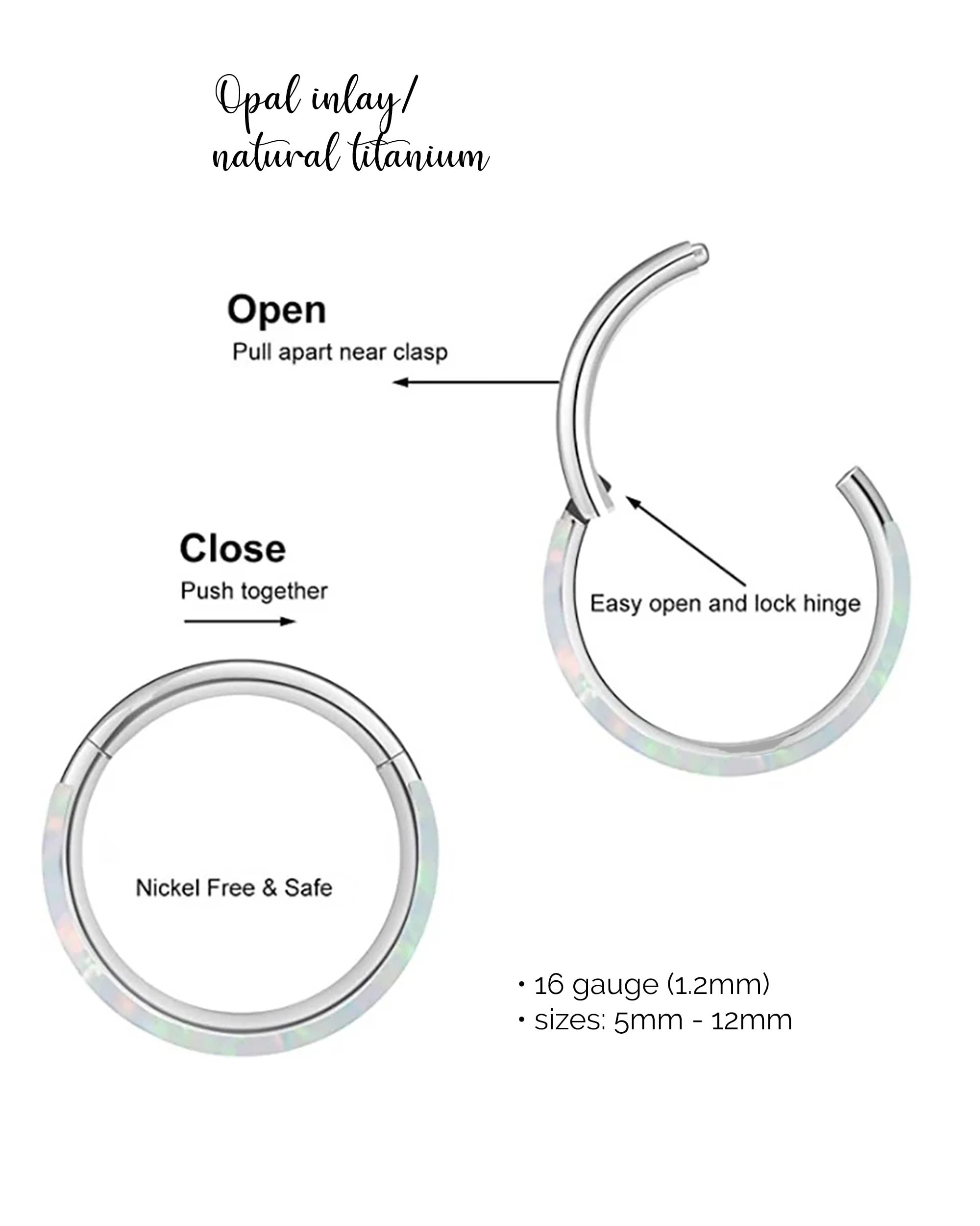 Titanium Earrings 18g/16g Small Hoop Earrings Cz/opal Huggie - Etsy Canada
