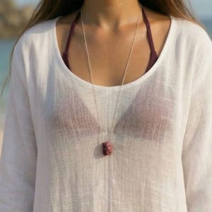 Large Raw Ruby Necklace, Gold or Silver Genuine Ruby-Pendant for confidence, positivity, vitality, wealth-and-success image 2