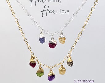Custom Mom or Grandma Necklace with family birthstones, Multiple Birth Stone Necklace, Mother-in-law gift