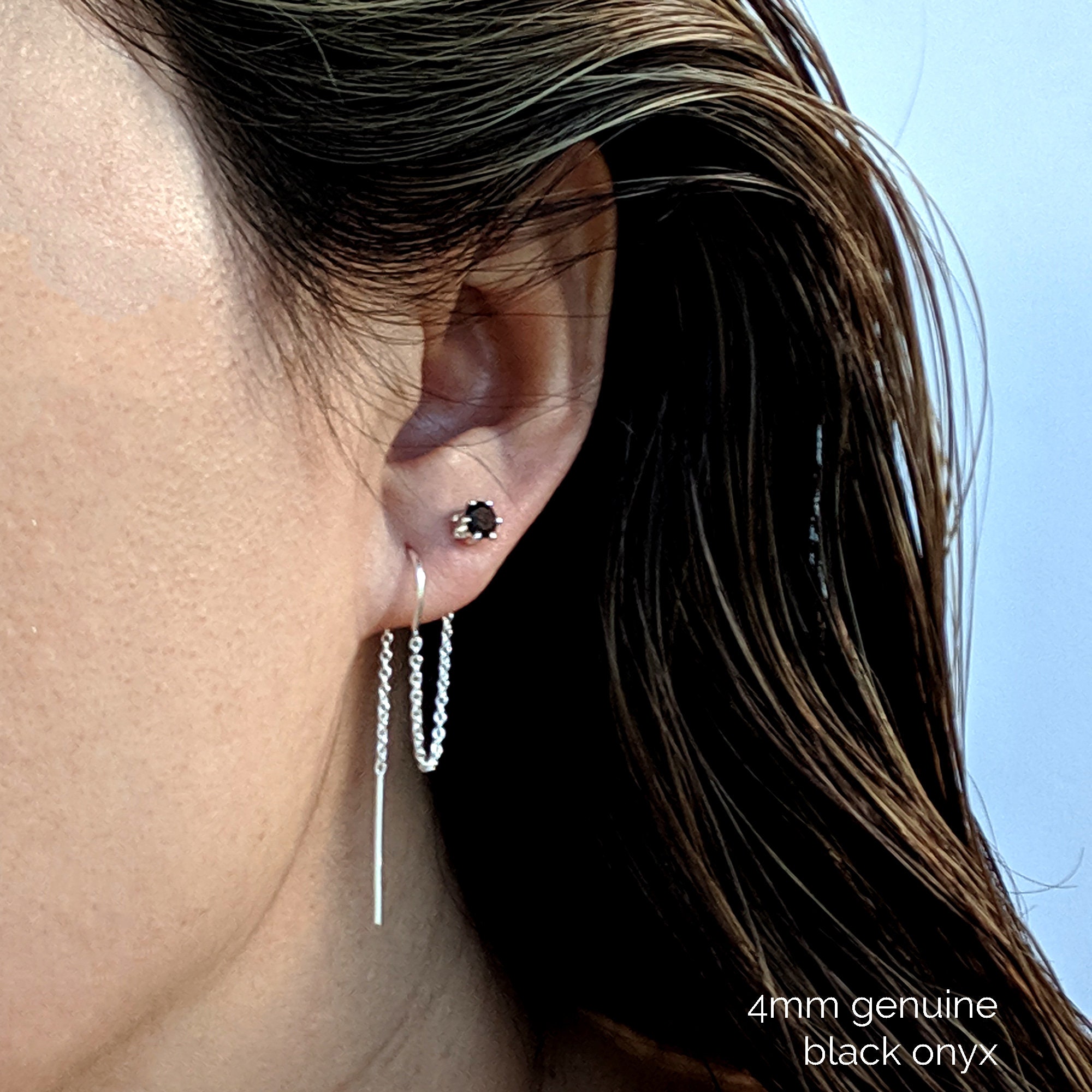 Double Piercing Earring Silver/gold Threader Earrings