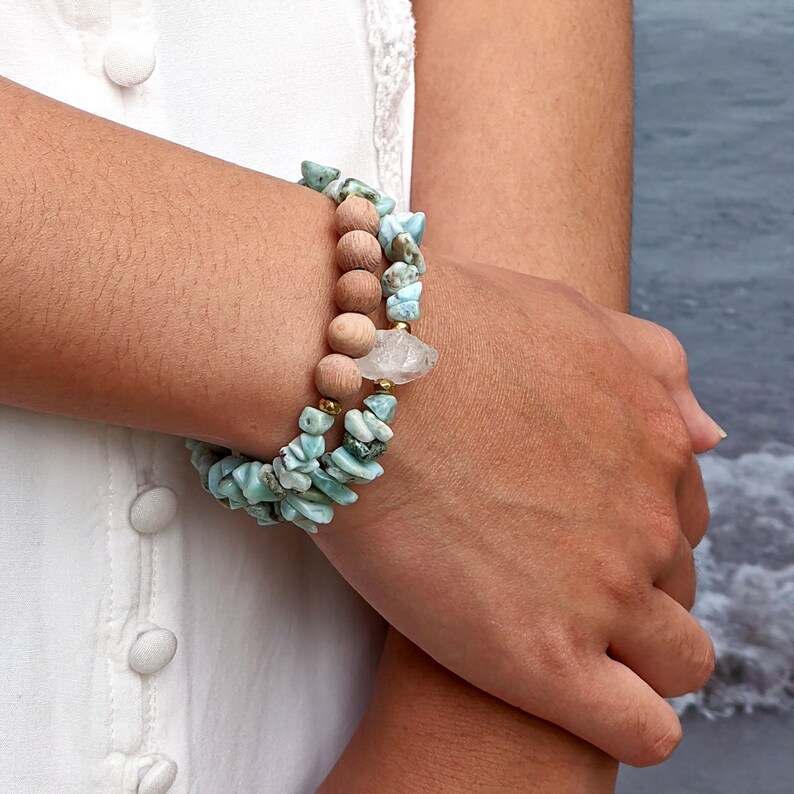 Larimar bracelet Aromatherapy bracelet Essential oil diffuser bracelet w lava rock or rosewood Anxiety bracelet Calming blue gemstone GIFT image 7