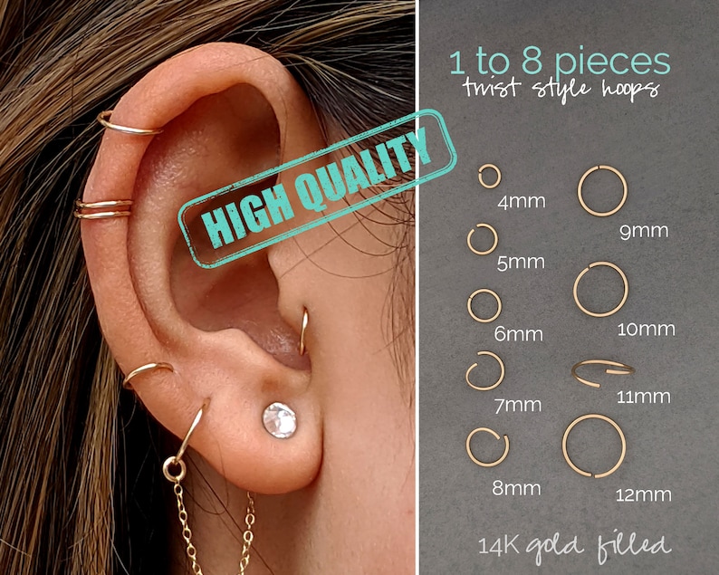 Gold hoops earrings Small hoop earrings Septum ring Tiny hoop earrings Helix earring Conch Piercing Tragus piercing Cartilage hoop Nose ring 